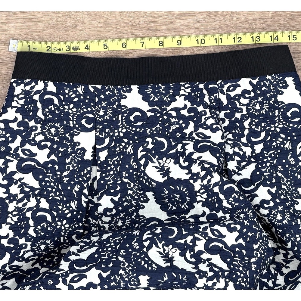 Sachin + Babi High Low Skirt Size 10 Navy Ivory Floral Print Pleated Pockets - Picture 4 of 8